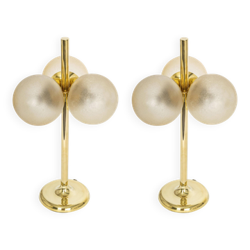 Paire de grandes lampes de table en laiton par Kaiser, Allemagne, années 1970