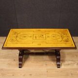 Italian coffee table in wood with marble top from the 60s