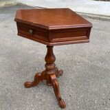 Solid wood corner side table with drawer