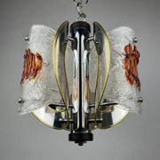 Amber mid-century chrome chandelier by Toni Zuccheri for Veart, Italy, 1970s.
