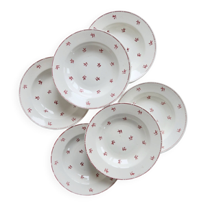 6 assiettes creuses vintage - rouges