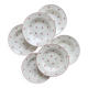 6 vintage white earthenware deep plates with red patterns
