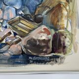 Large Abstractionism Landscape Oil Painting Signed Per Olof Netterblad, 1976