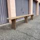 Pair of long benches in natural solid wood, French artisanal craftsmanship.