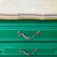 Vintage green oak chest of drawers from the 1960s.