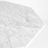 Table vintage octogonale en marbre blanc, France, années 70