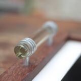 Plateau bois art déco, plateau bois avec poignées en verre,plateau déjeuner