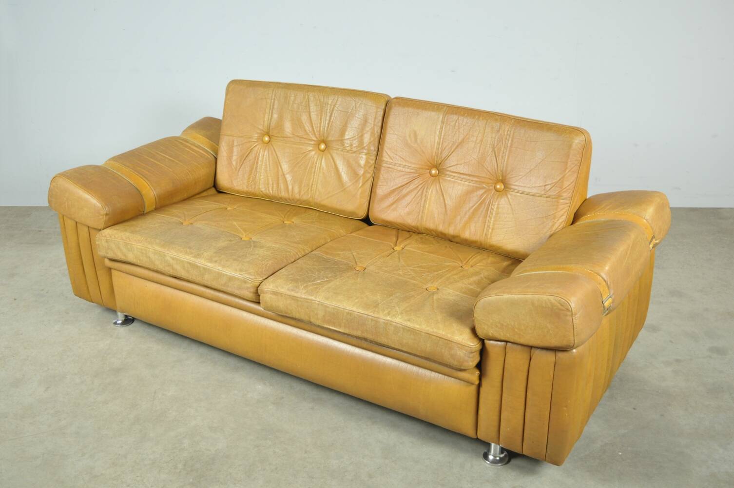 Danish vintage leather 2-seater sofa by svend skipper, 1970s
