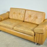 Danish vintage leather 2-seater sofa by svend skipper, 1970s