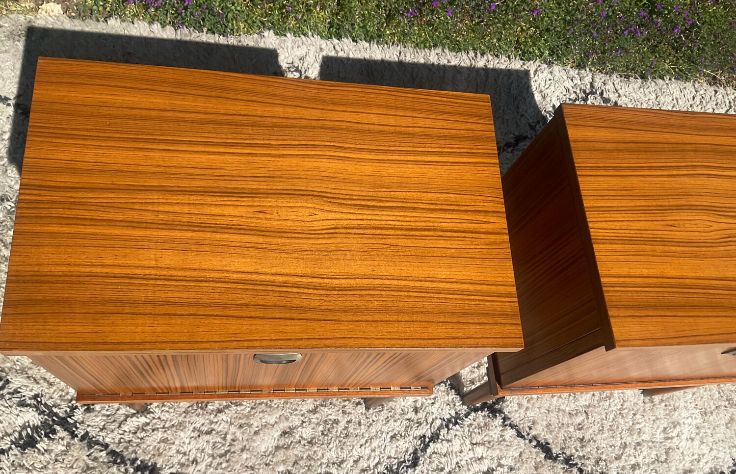 Vintage teak bedside tables from the 1970s.