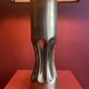 Brass shell socket lamp from the 1st WW, black pyramidal lampshade in Carlucci linen.