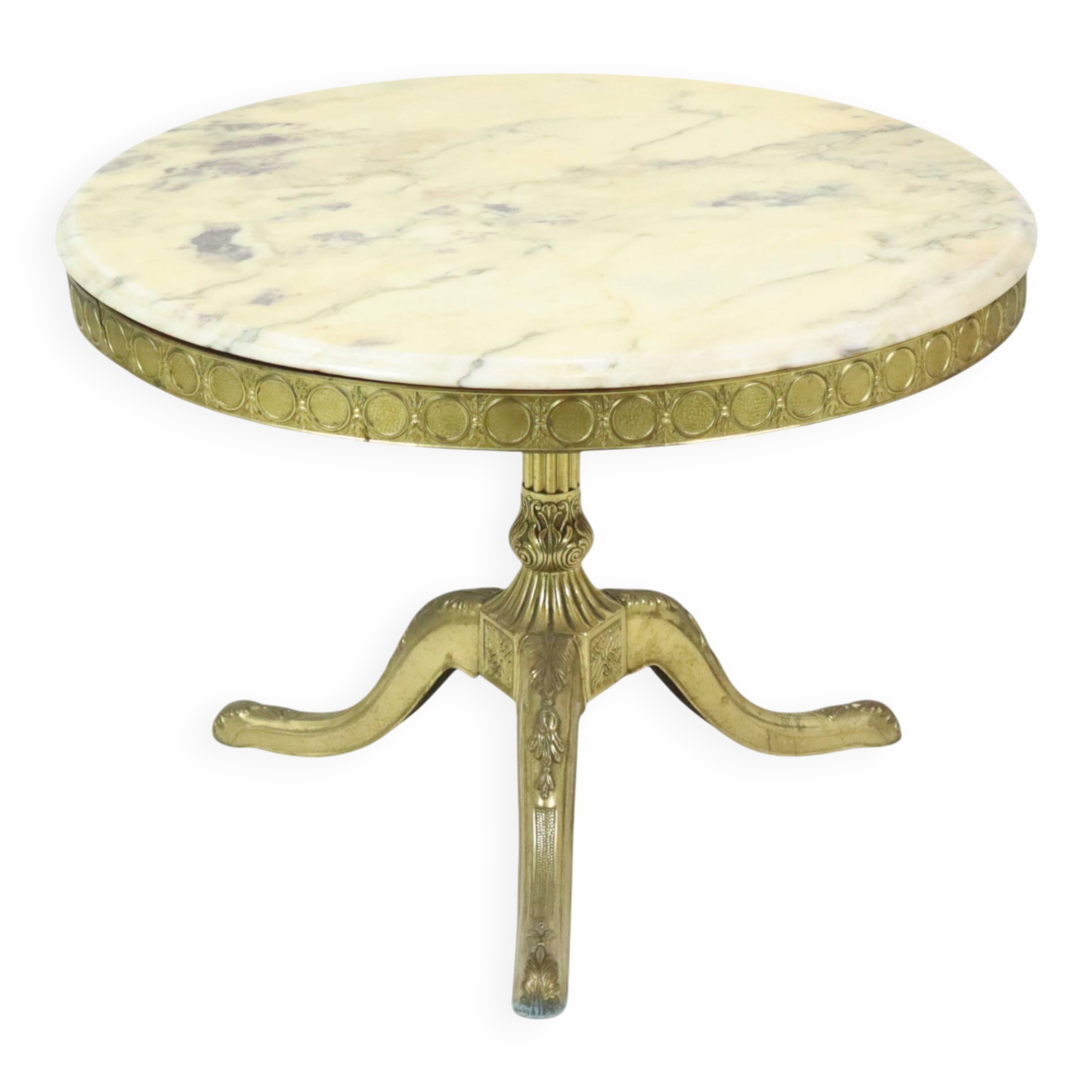 Mid Century Round Marble Coffee Table Side Table Brass