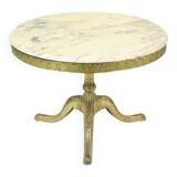 Table basse, d'appoint ronde en marbre et laiton