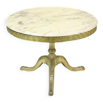 Mid Century Round Marble Coffee Table Side Table Brass