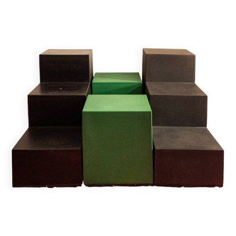 Gli Scacchi Coffee Tables or Seats by Mario Bellini for C&B Italia, 1971, Set of 3