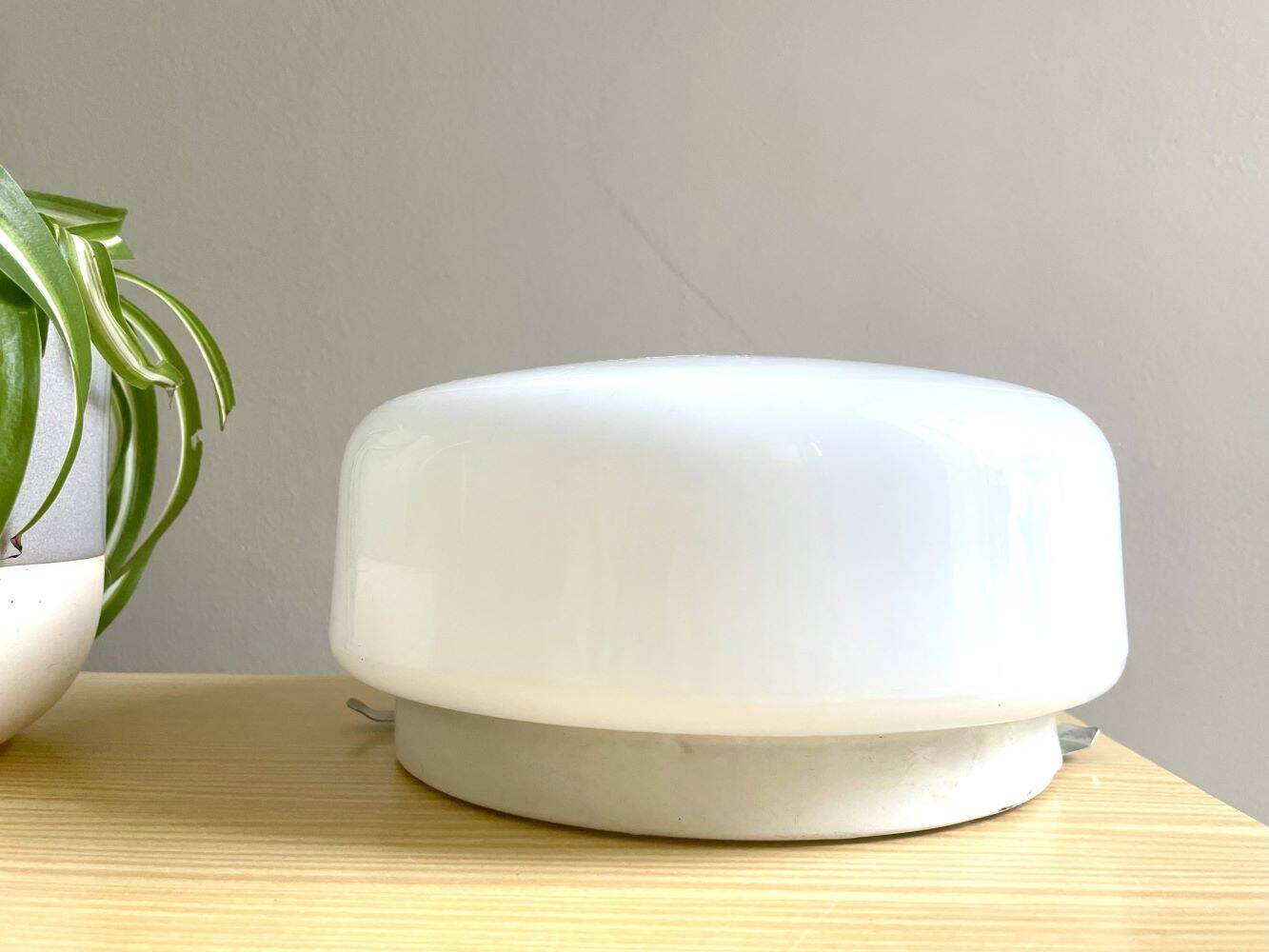 Minimalist white opaline glass pill flush mount ceiling or wall lamp