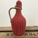 Bottle with rattan weaving and vintage scoubidou