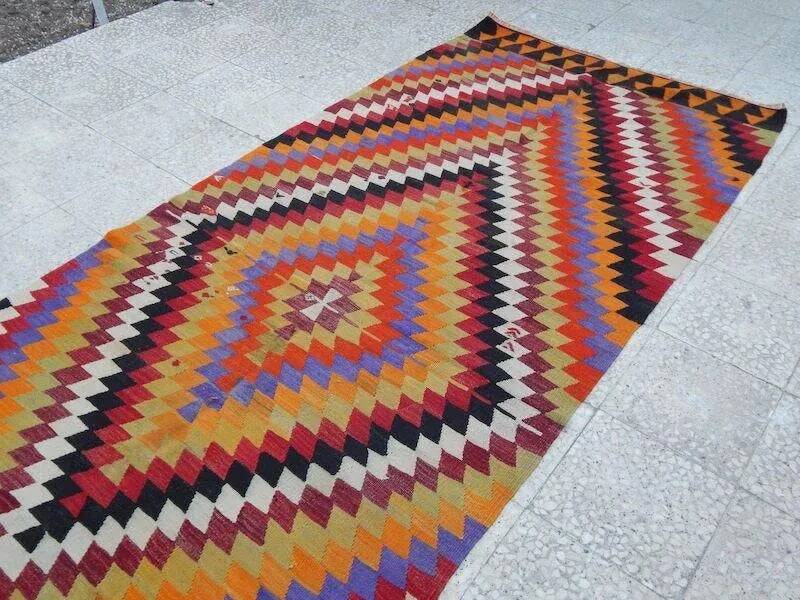 Vintage Turkish hallway rug 126x327 cm