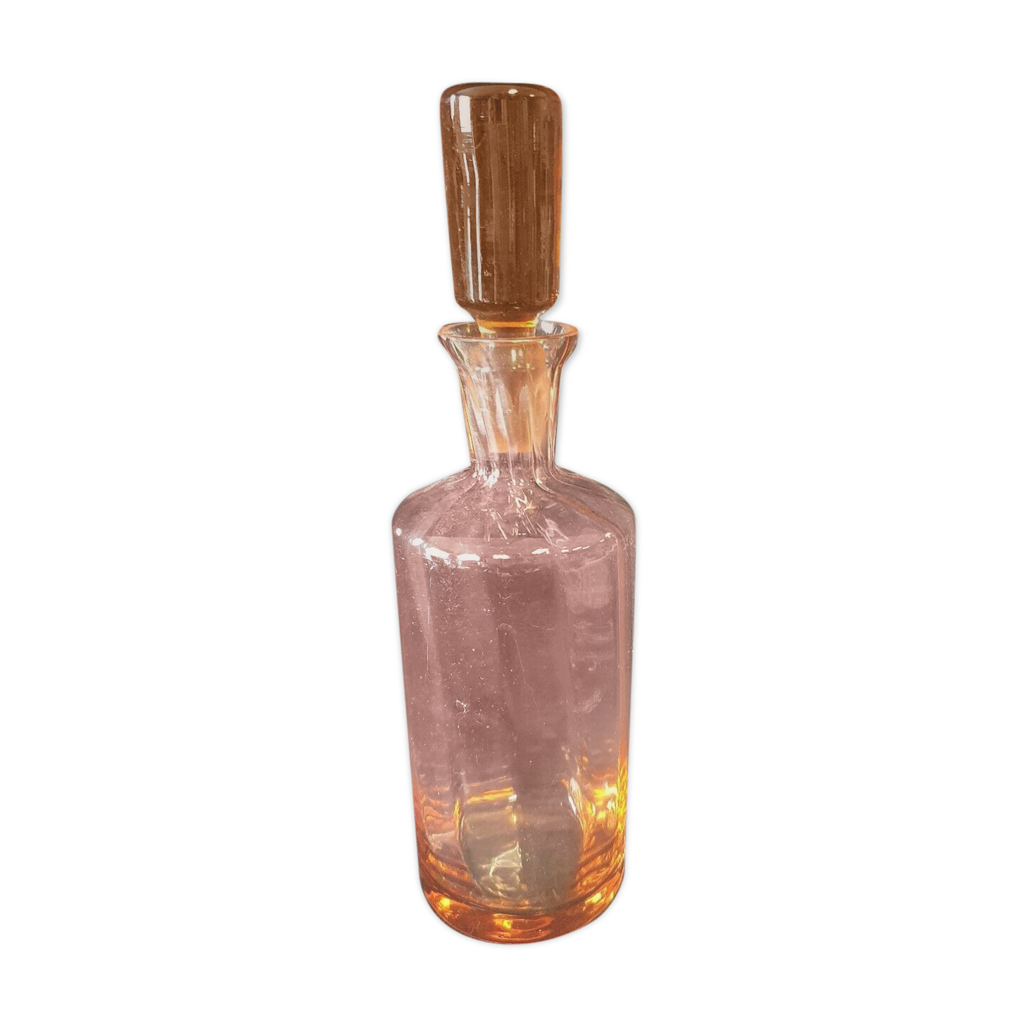 Vintage salmon pink mold glass carafe