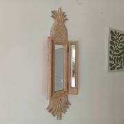 Miroir triptyque Art déco Ananas en bois sculpté
