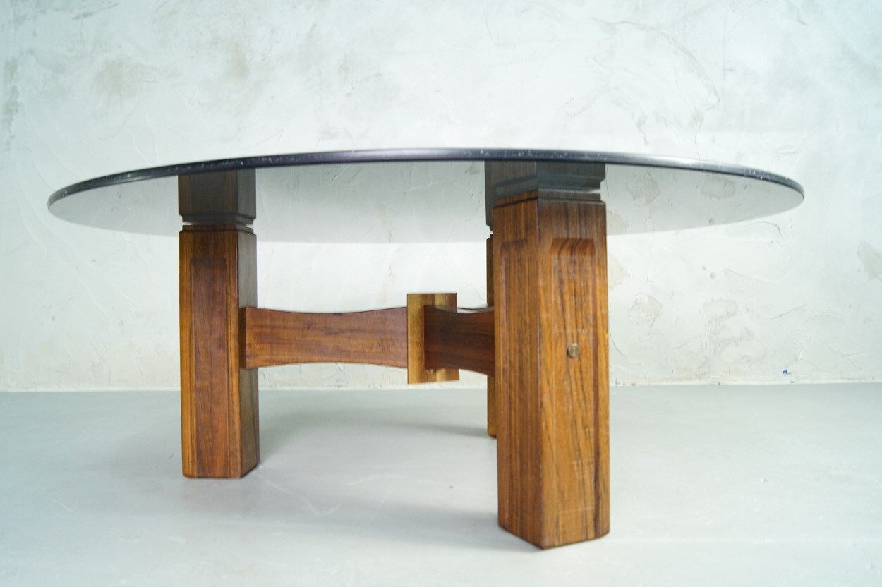 Table basse italienne moderne de bois de rose années 60