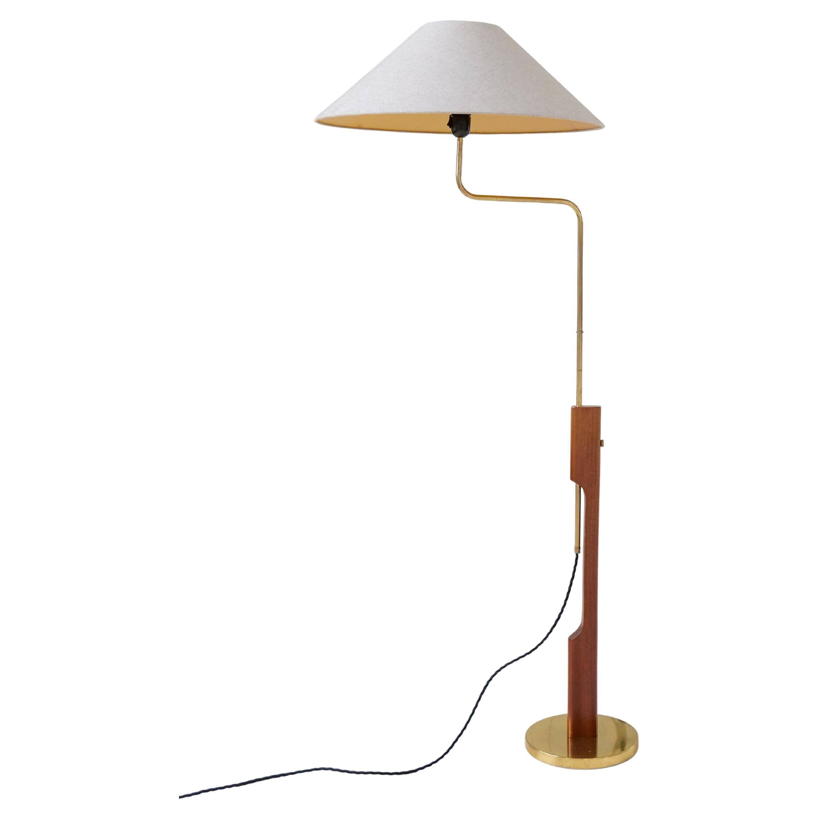 Mid-Century Modern Floor Lamp, Teak and Brass Bergboms, Sweden, 1960s