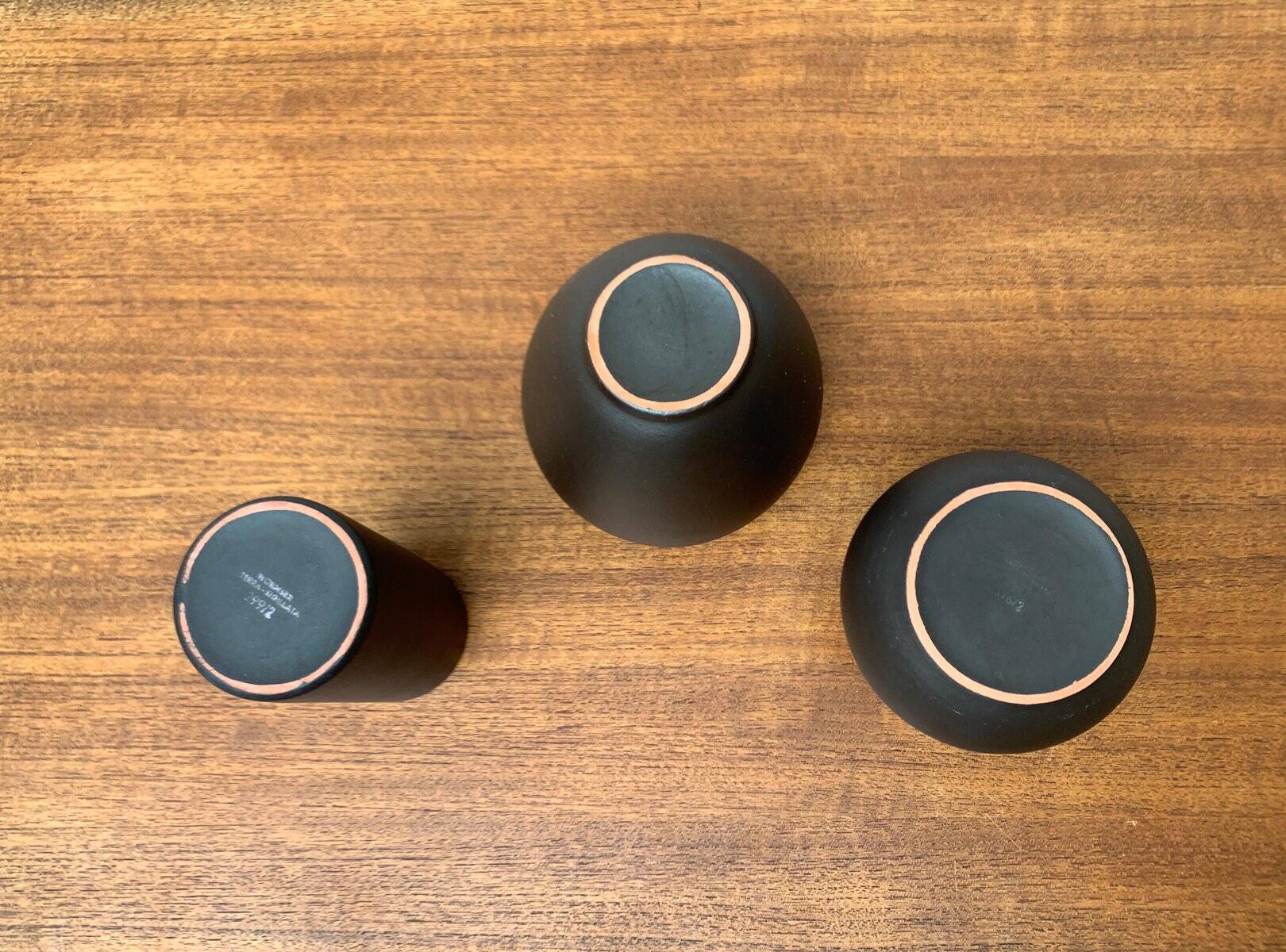 Minimalist German ceramic vases from the mid-century, Wormser Terra-Sigillata, 1960s, set of 3.