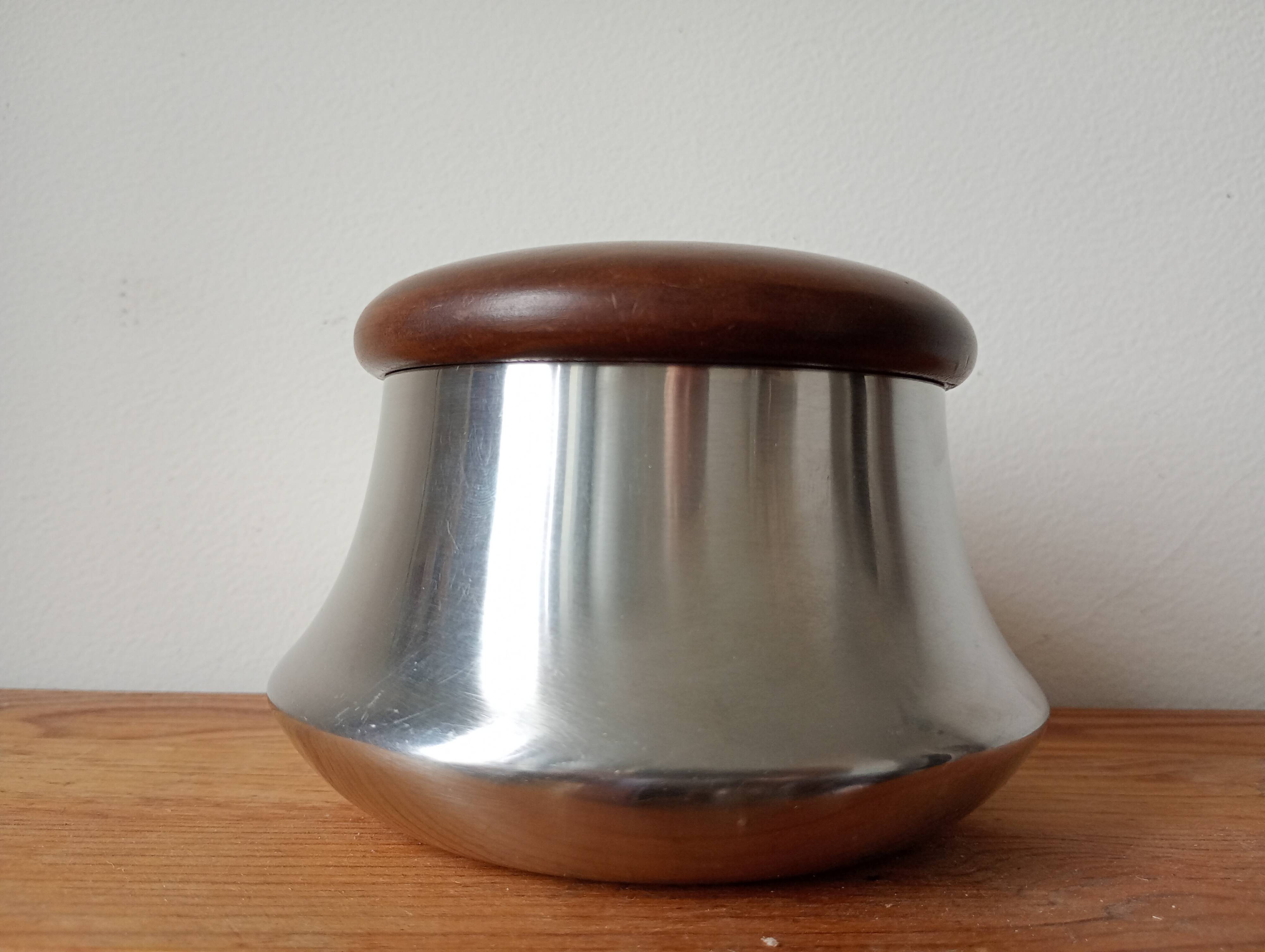 sugar bowl Remy Letang stainless steel and exotic wood