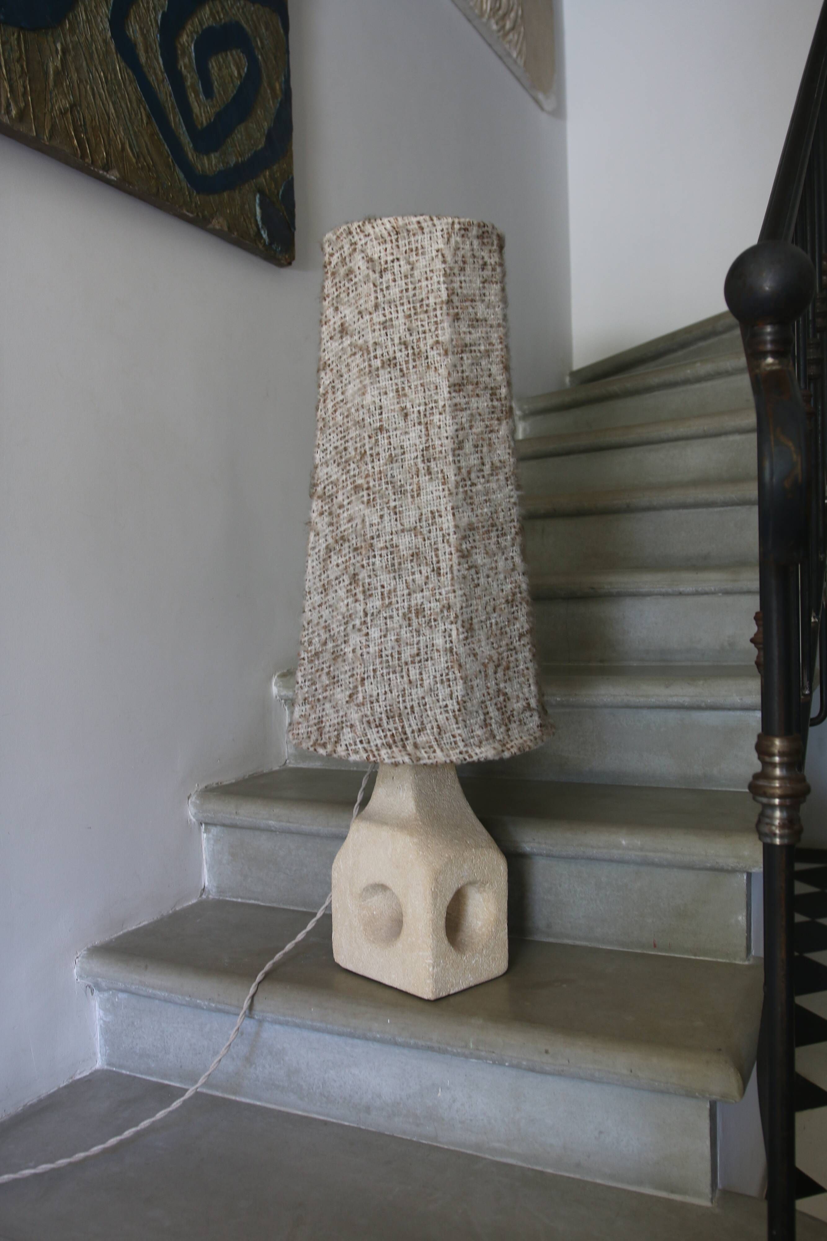 Large sculpted stone lamp, in the style of Albert Tormos, 1970s.