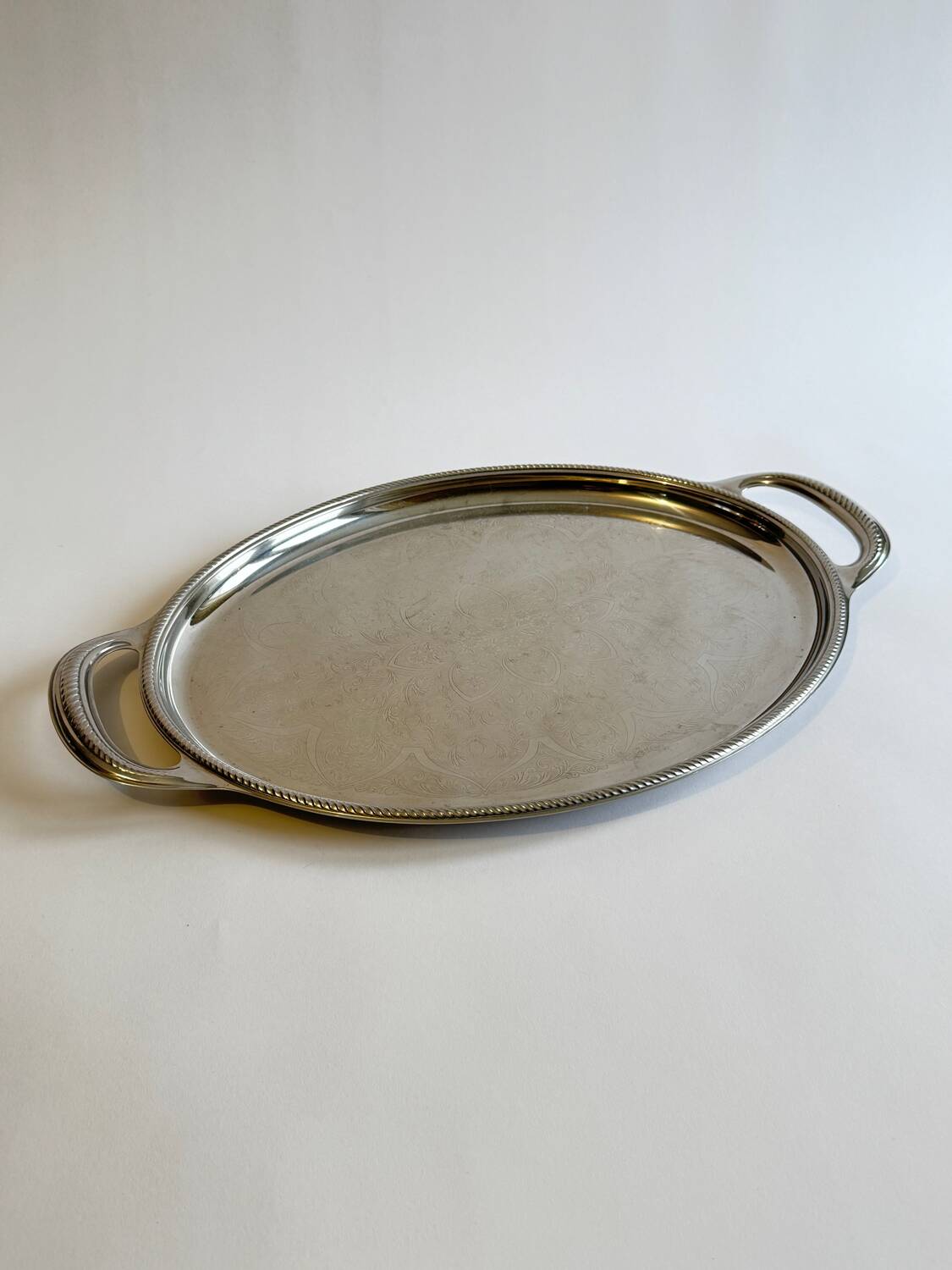 Vintage service tray Alessi Italy 28/10 stainless steel with handles