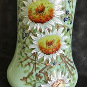 Vase Napoleon lll green opaline enamelled and gilded with fine gold