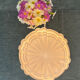Art Deco lamp with pastel pink opaline globe.