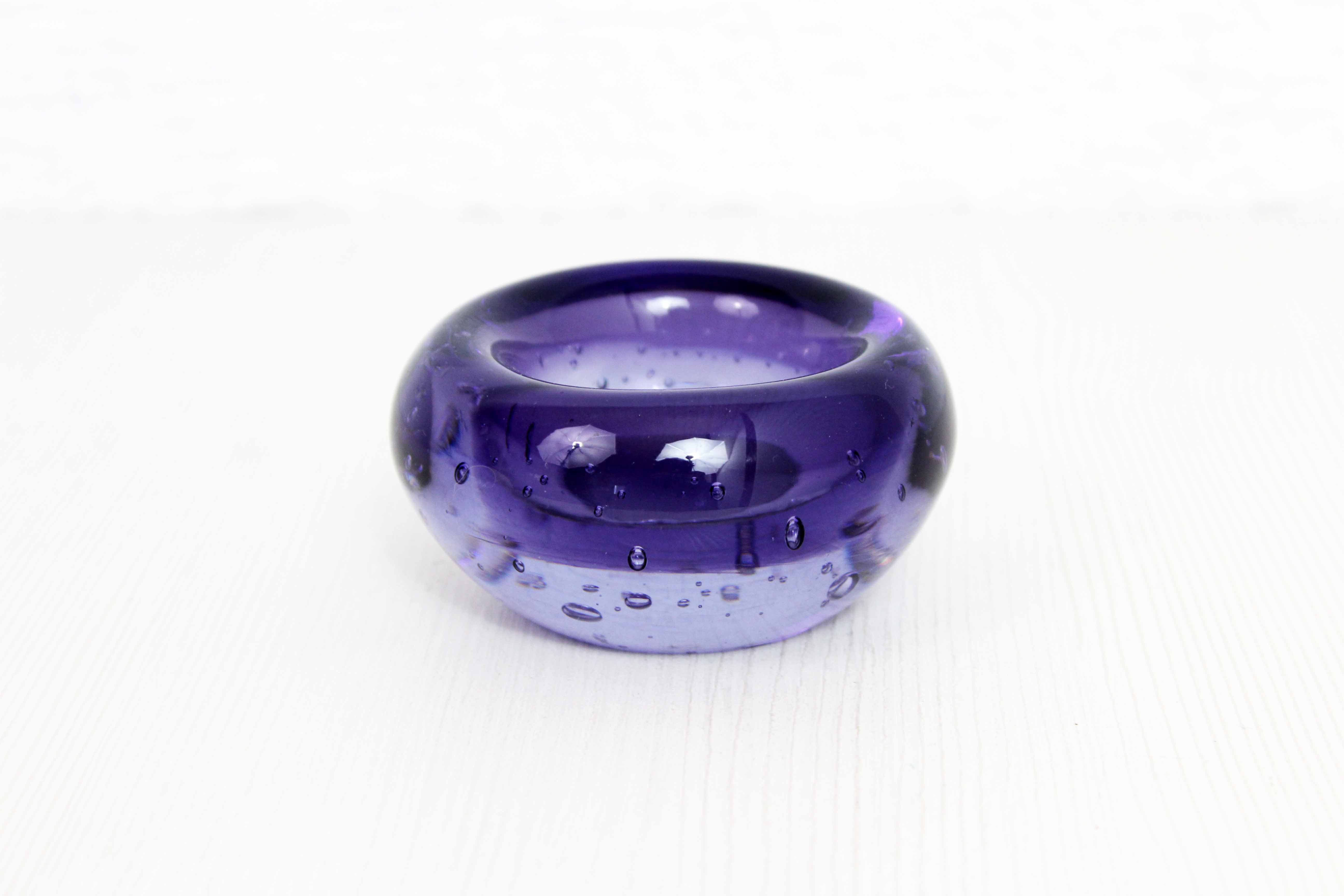 Thick glass tealight holder from the 70s/80s