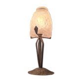Lampe fer forgé, tulipe verre moulé pressé non signé 1930 a 40