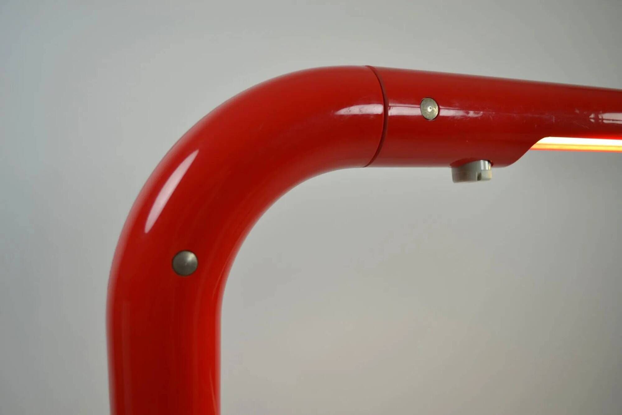 Red “Tube” Desk lamp designed by Anders Pehrson for Ateljé Lyktan, Sweden, 1970s