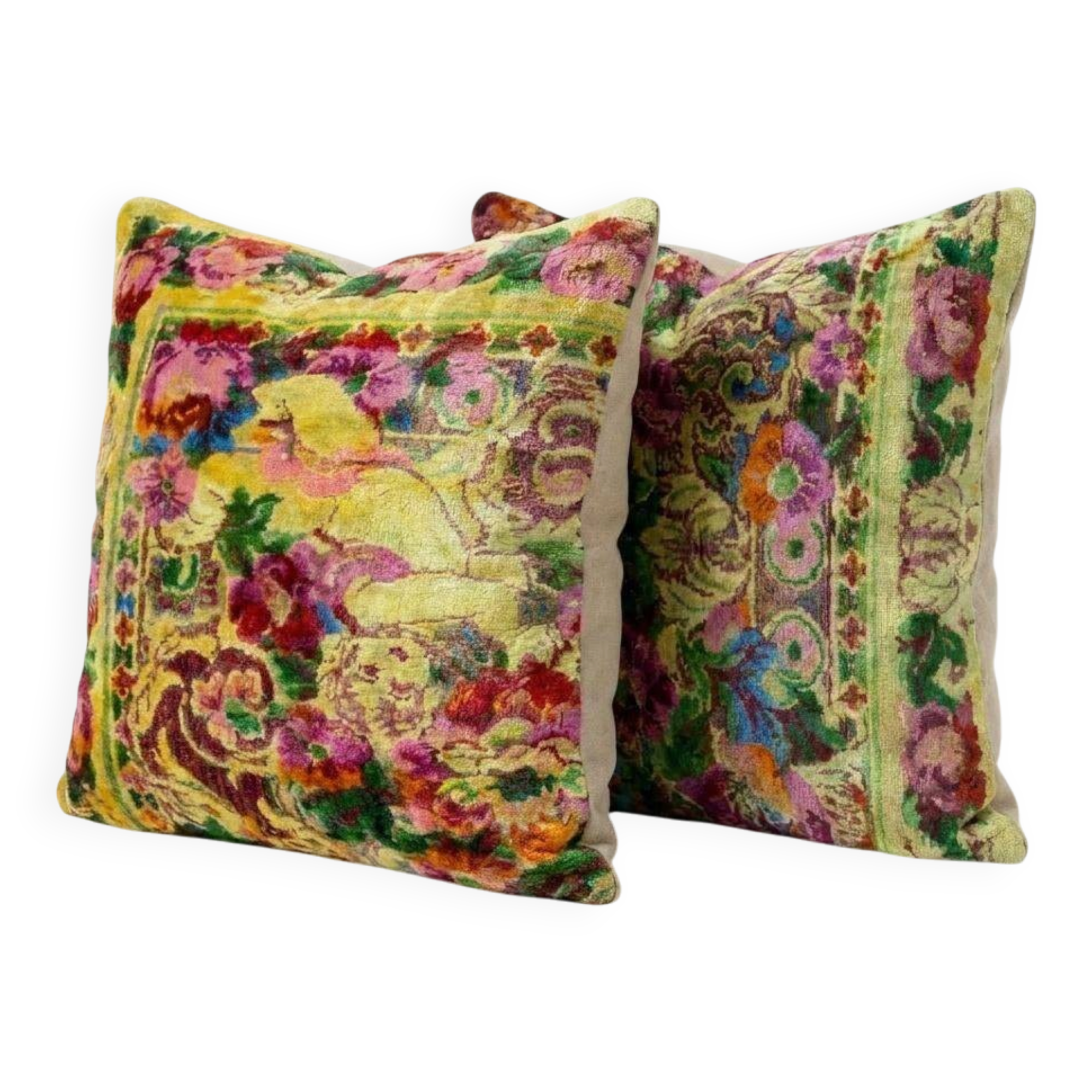Set of 2 vintage velvet cushion covers 48x51 cm