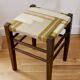 Wooden stool. Vintage stool. woven stool