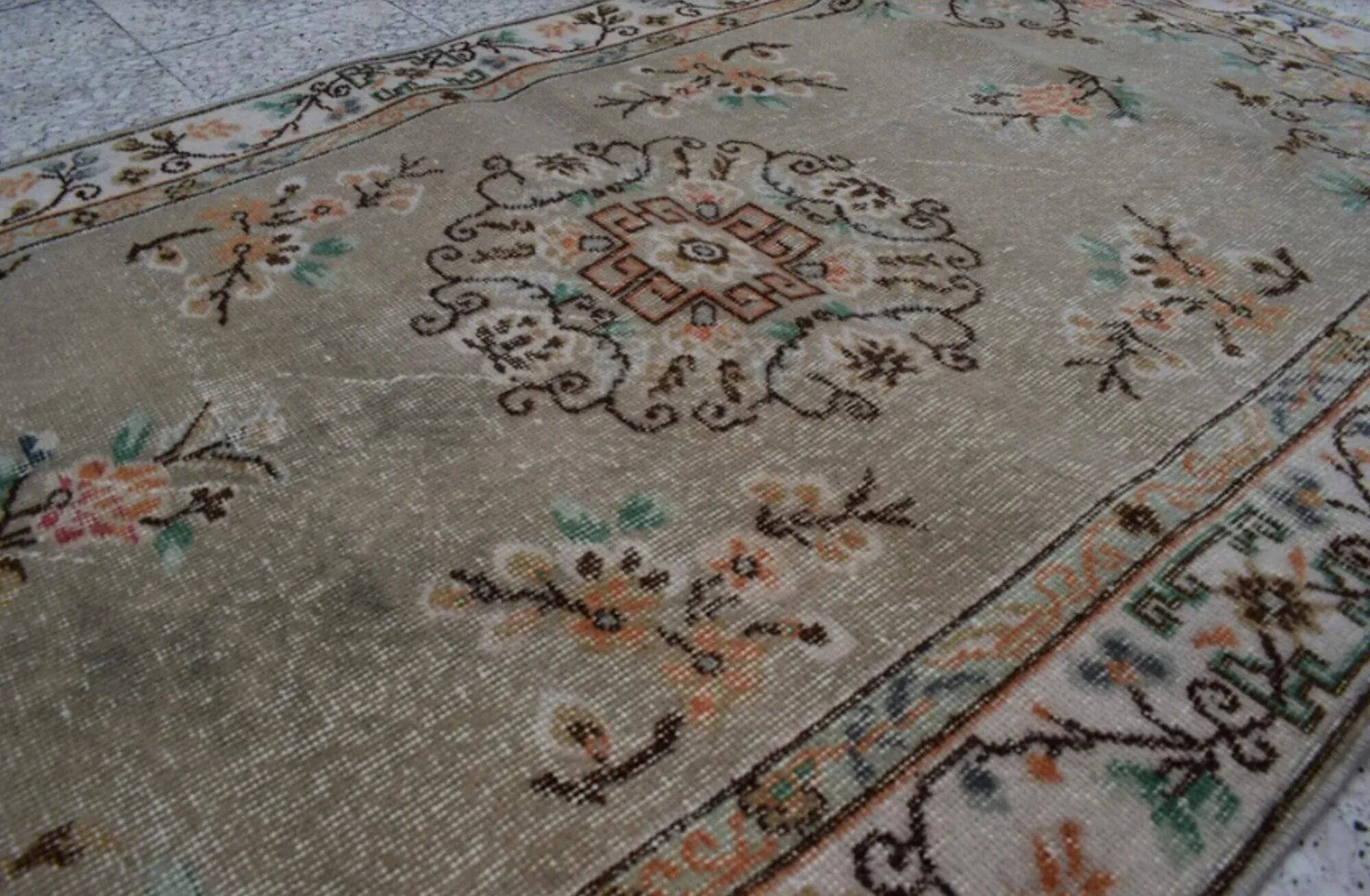 Vintage Turkish Oushak rug 114x208 cm