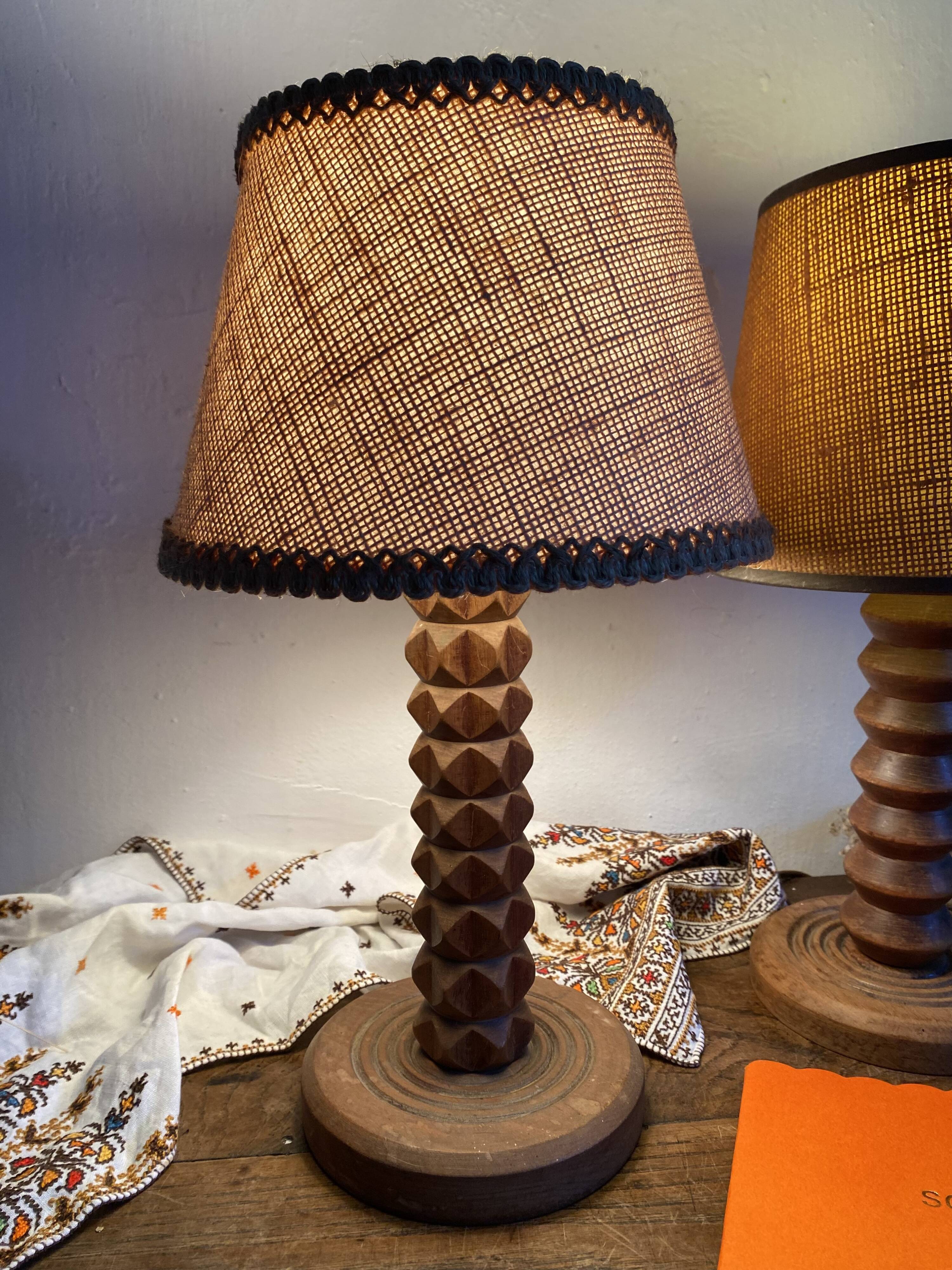 Charles Dudouyt style wooden lamp