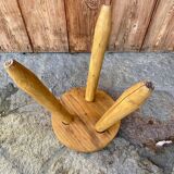 Pair of wooden tripod stools