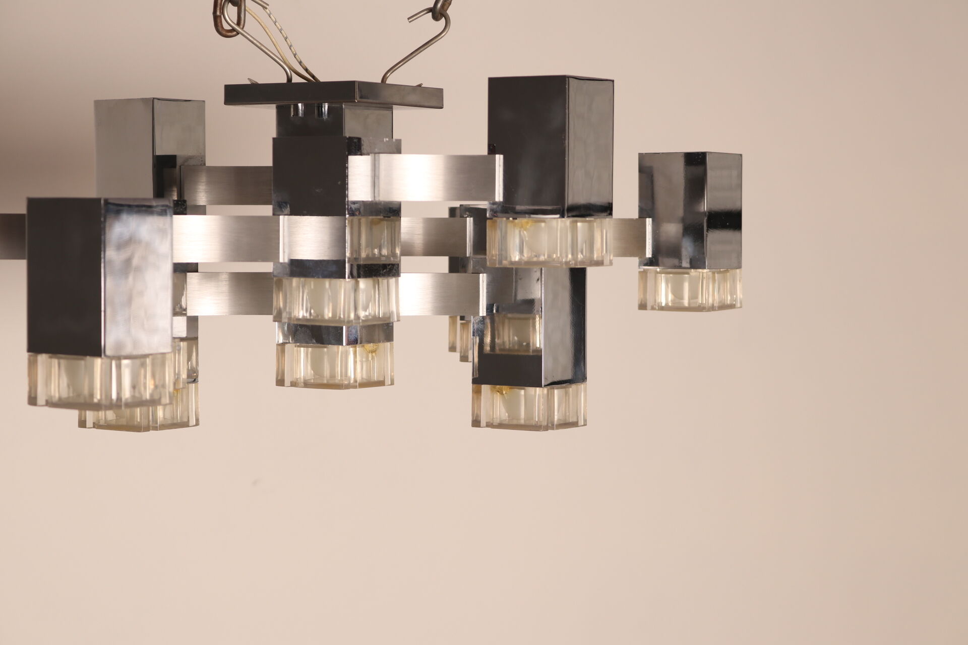 Ceiling light model 'Cubic' with 13 light units by Sciolari - Italy - 1970's