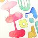 Original abstract painting – coloured organic shapes – 24 x 34 cm