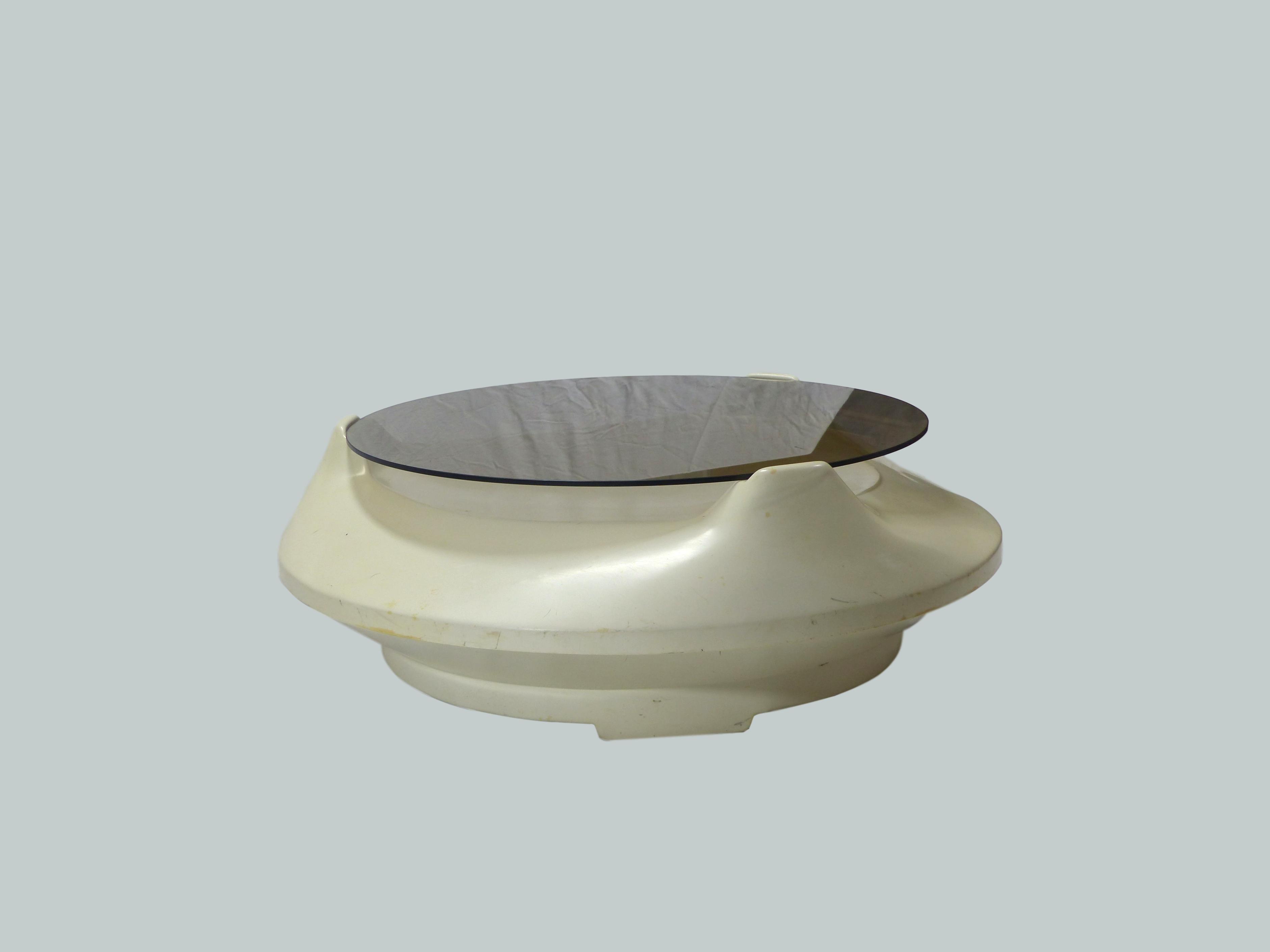 Table space age vintage glass and plastic pill