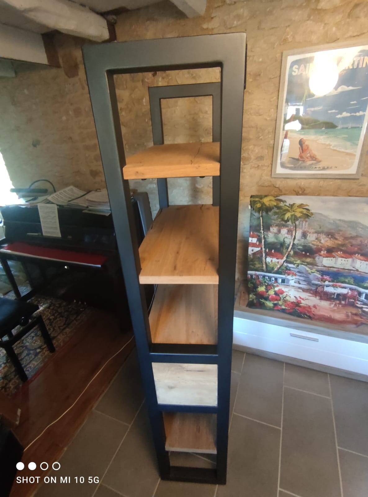 Design library / "Clifwood" shelf in solid oak & metal – Monsie