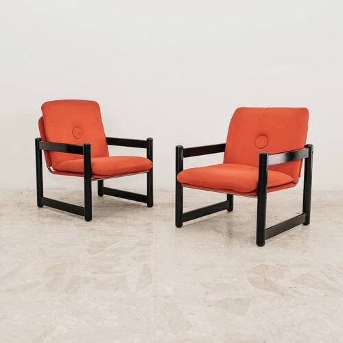 Pair of Armchairs Schirolli Mod. Pierrot Design 80s Modernariato