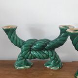 Two art deco ceramic candlesticks