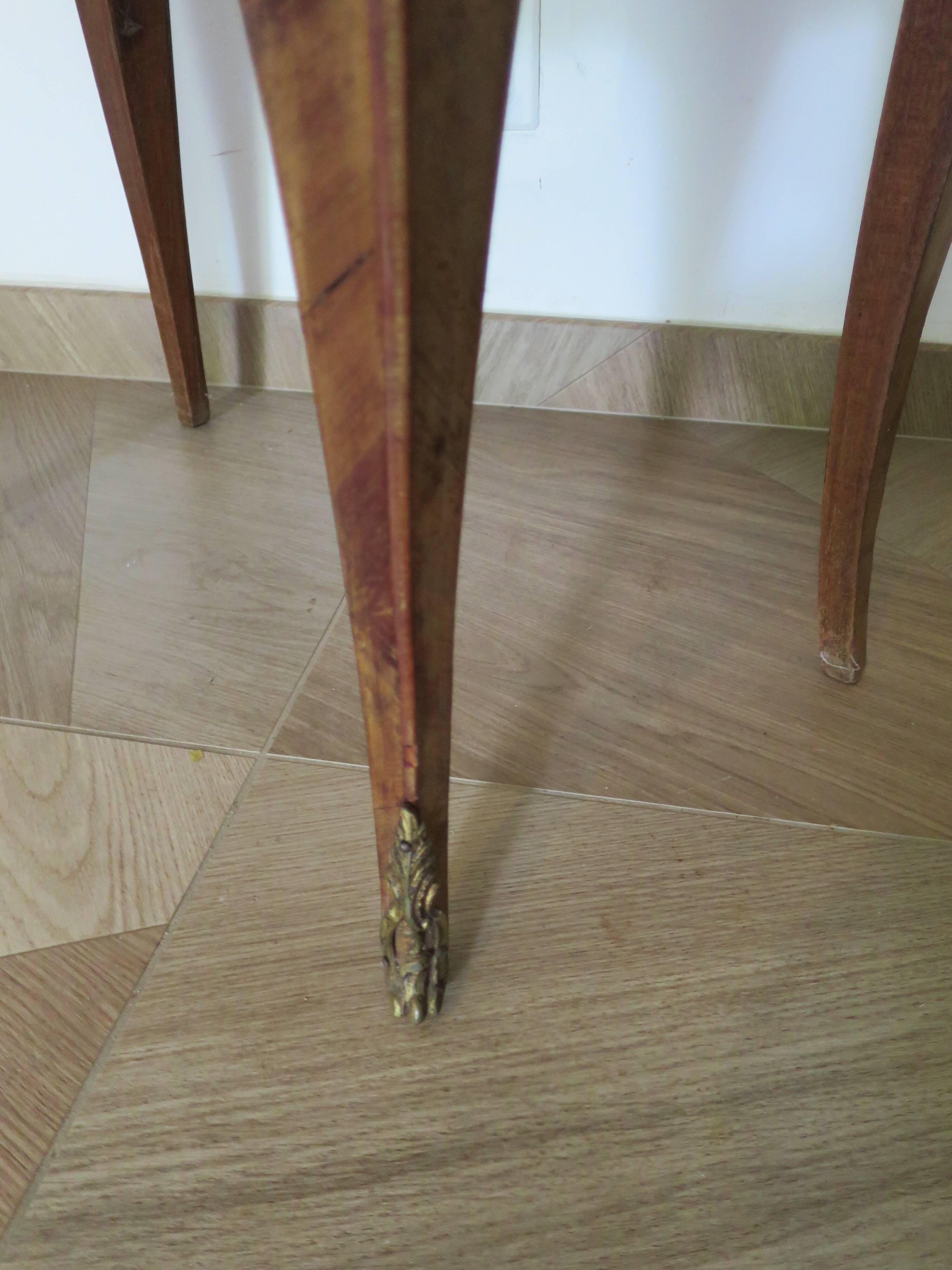 Pair of 2 Louis XV bedside tables - marquetry - 2 drawers - pink marble