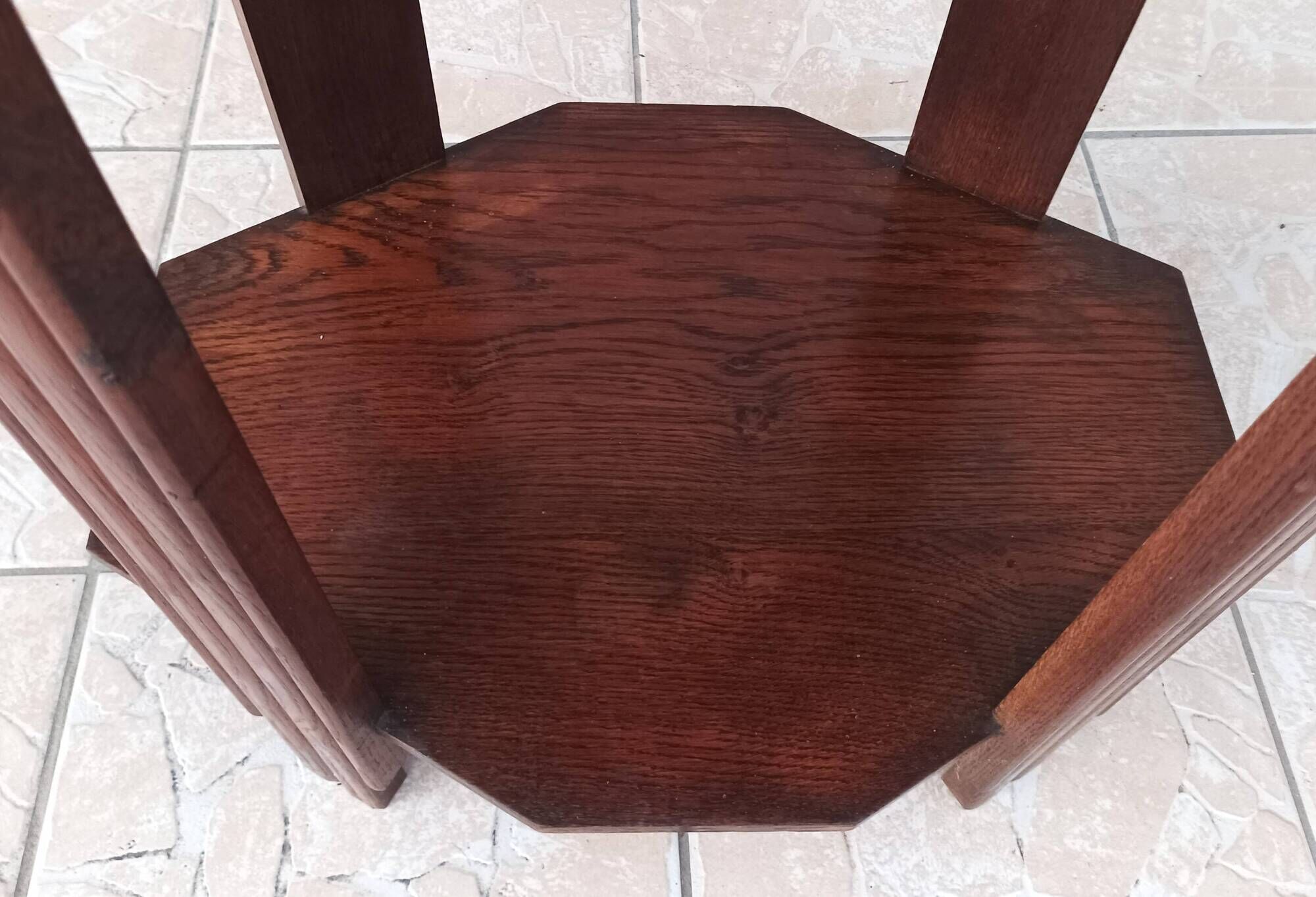Art Deco side table in solid oak