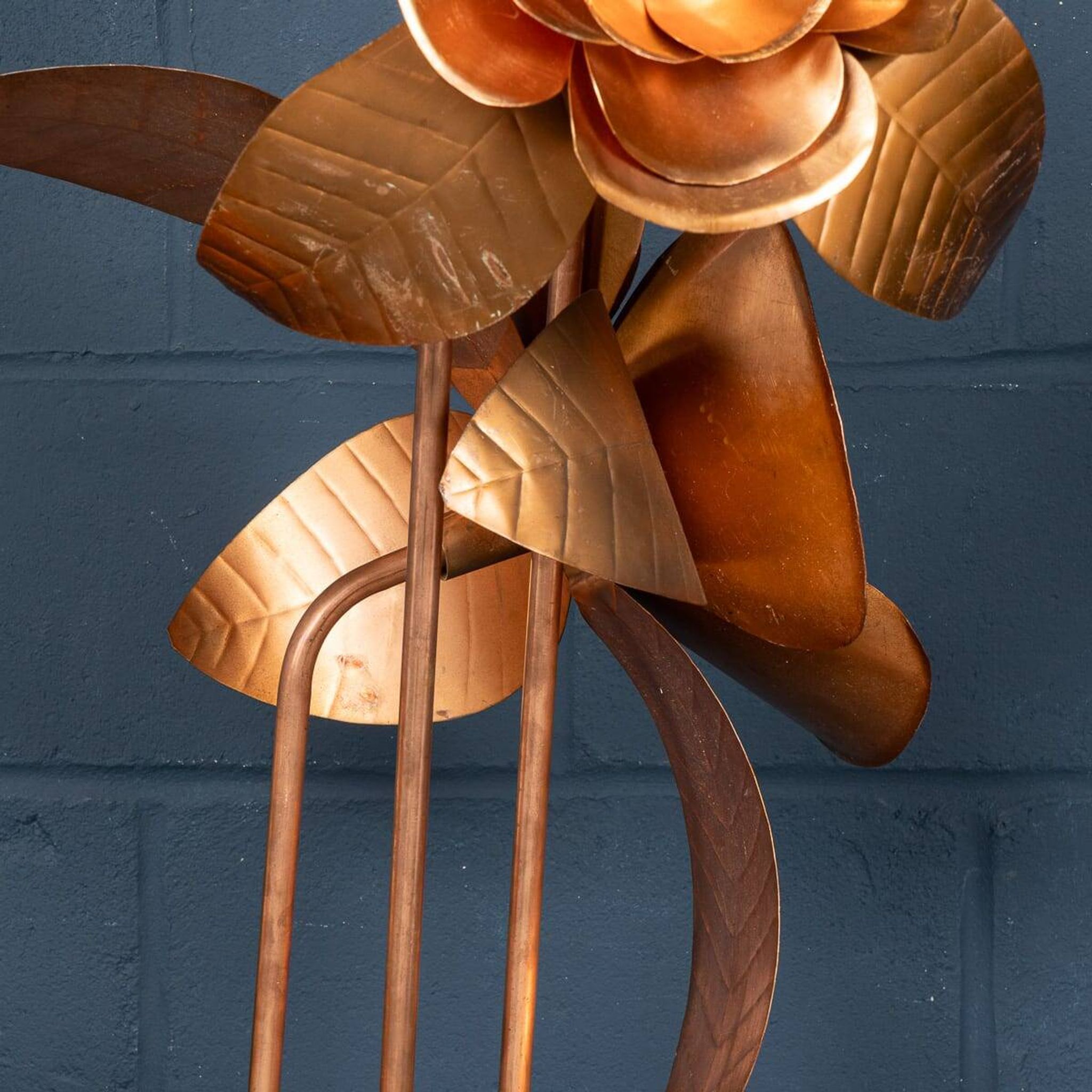 Vintage 20thc italian brass floral floor lamp c.1970