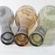Set of 3 Grey, Green and Amber Glass Vases / Colored Bottles / Ikea / 2000s